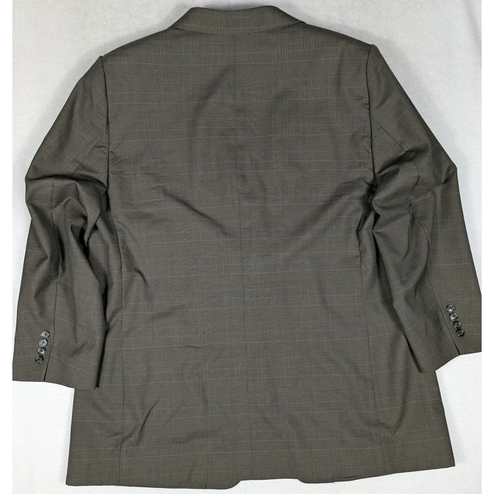 Jos. A. Bank‎ Mens Brown Glen Plaid 100% Wool 2 Piece Suit 48R Blazer 48L Pants